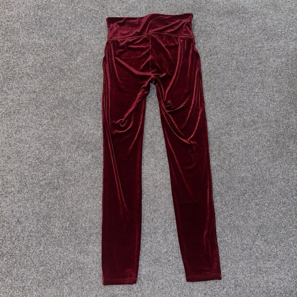 SPANX Ready-To-Wow Velvet Leggings Women L Rich Burgundy High Rise 2070 - Picture 4 of 8